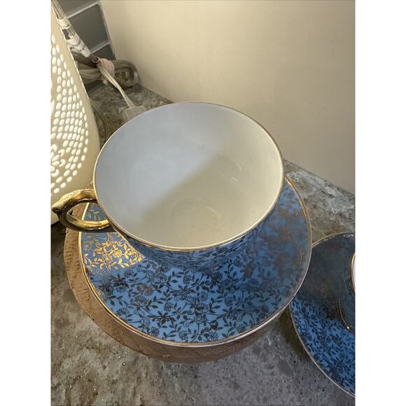 George Jones & Sons JON158 England Tea Cup/Saucer Gold Floral Lace Footed RARE 2 - Picture 3 of 15